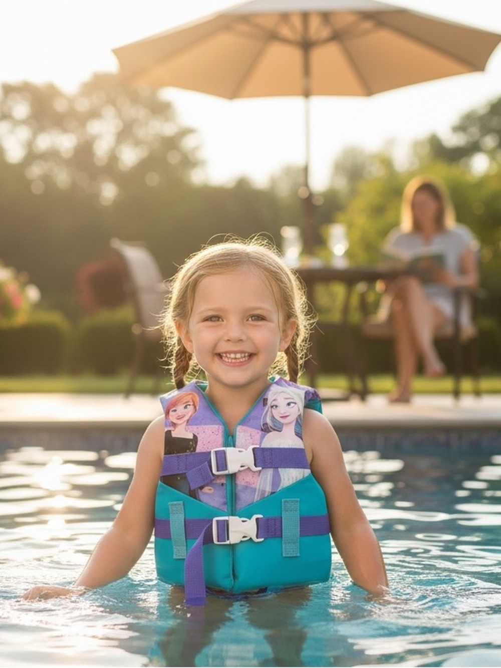 Disney Kids Life Jacket in Teal and Purple with Frozen Characters